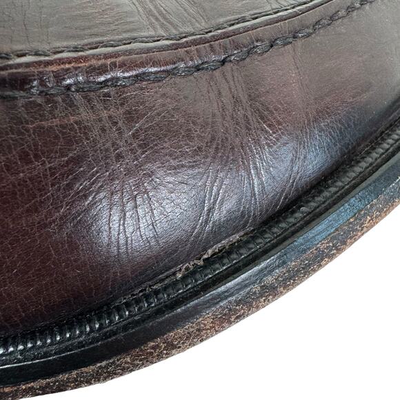 Johnston & Murphy Brown Leather Lace Up Almond Toe Dress Shoes Made In Italy 10M - Picture 9 of 14